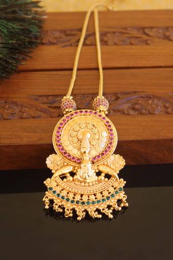 Kerala style gold plated kathakali palakka necklace