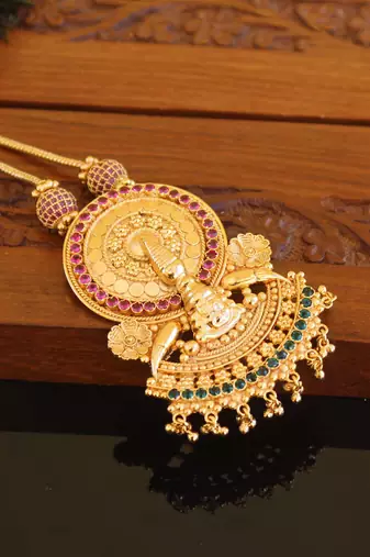 Kerala style gold plated kathakali palakka necklace