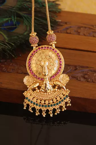 Kerala style gold plated kathakali palakka necklace