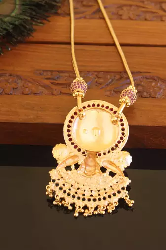 Kerala style gold plated kathakali palakka necklace