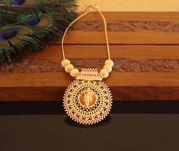Kerala style gold plated krishna ruby necklace 1