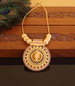 Kerala style gold plated krishna ruby necklace