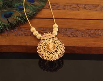 Kerala style gold plated krishna ruby necklace 2