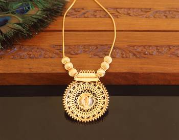 Kerala style gold plated krishna ruby necklace 3