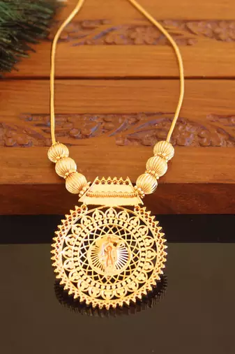 Kerala style gold plated krishna ruby necklace