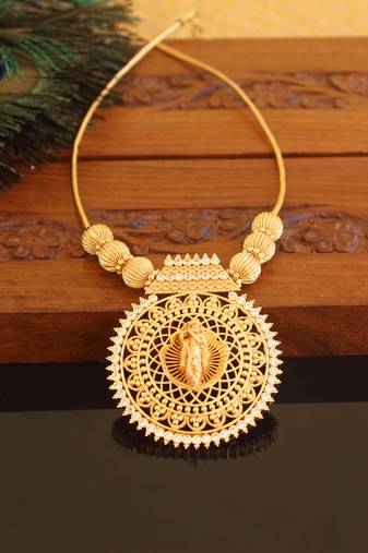 Kerala style gold plated krishna necklace