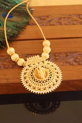 Kerala style gold plated krishna necklace