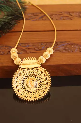Kerala style gold plated krishna necklace
