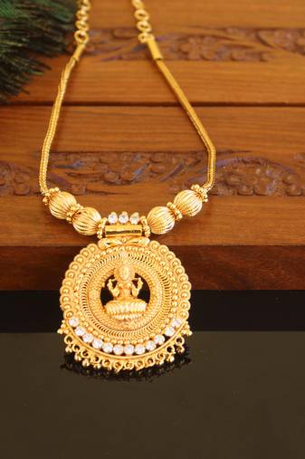 Kerala style gold plated temple necklace