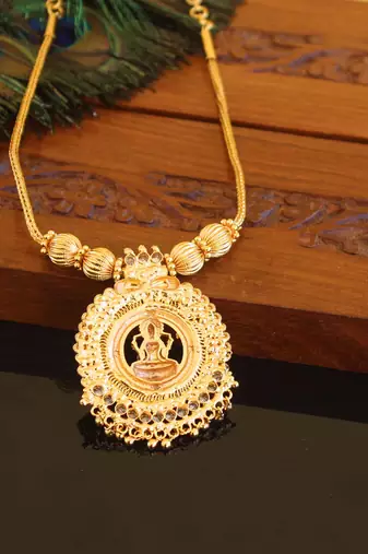 Kerala style gold plated temple necklace