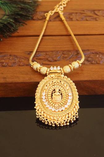 Kerala style gold plated temple necklace