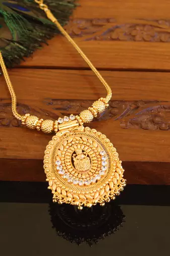 Kerala style gold plated temple necklace