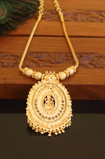Kerala style gold plated temple necklace