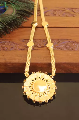Kerala style gold plated palakka temple coin necklace