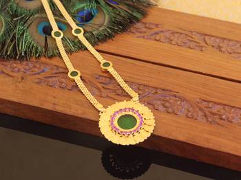 Kerala style gold plated palakka temple coin necklace 2