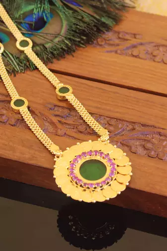 Kerala style gold plated palakka temple coin necklace