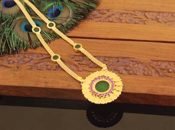 Kerala style gold plated palakka temple coin necklace 3