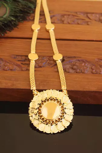 Kerala style gold plated palakka temple coin necklace