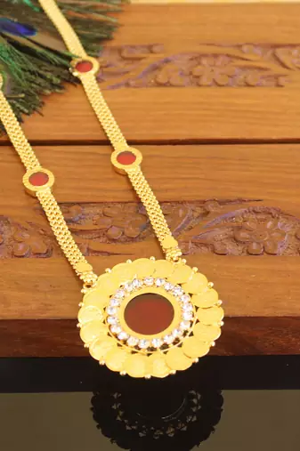 Kerala style gold plated palakka temple coin necklace