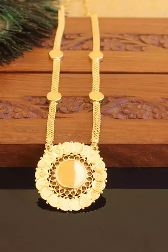 Kerala style gold plated palakka temple coin necklace