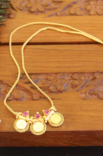 Kerala style gold plated temple necklace