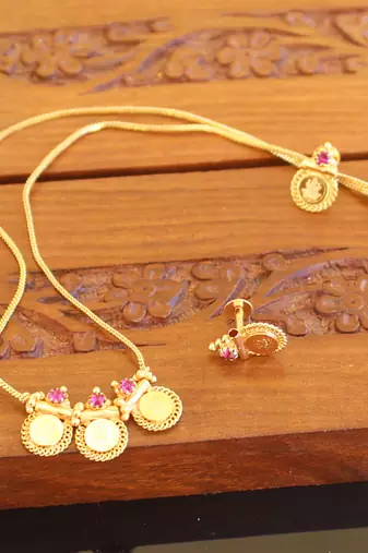 Kerala style gold plated temple necklace