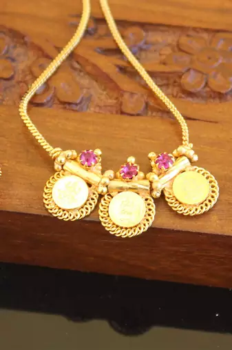 Kerala style gold plated temple necklace