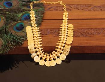Kerala style gold plated temple coin necklace 1