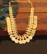 Kerala style gold plated temple coin necklace