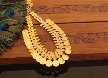 Kerala style gold plated temple coin necklace 3