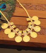 Kerala style gold plated temple coin necklace
