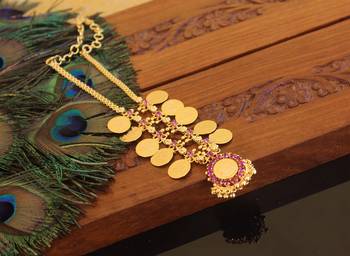 Kerala style gold plated temple coin necklace 1