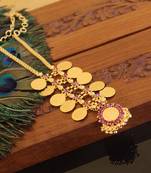 Kerala style gold plated temple coin necklace