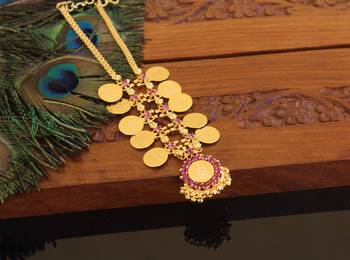 Kerala style gold plated temple coin necklace 2