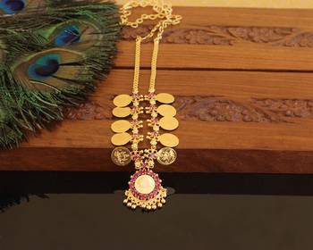 Kerala style gold plated temple coin necklace 3
