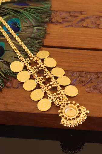 Kerala style gold plated temple coin necklace