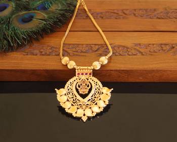Kerala style gold plated palakka temple mango necklace 3