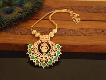 Kerala style gold plated palakka temple necklace 2