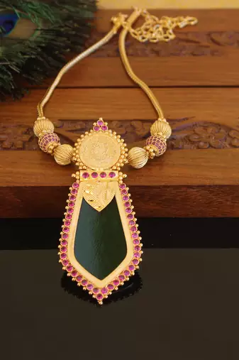 Kerala style gold plated temple nagapadam necklace