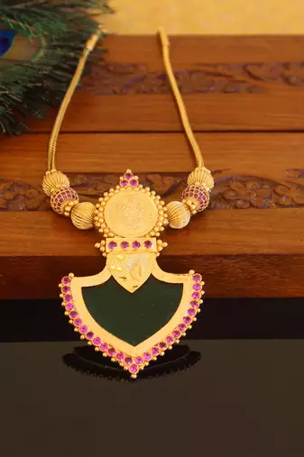 Kerala style gold plated temple necklace