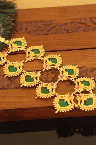 Kerala style gold plated palakka neckace