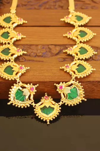 Kerala style gold plated palakka neckace