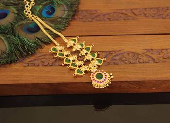 Kerala style gold plated palakka temple necklace 1
