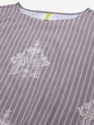 grey color printed poly silk styles kurta palazzo with dupatta 2