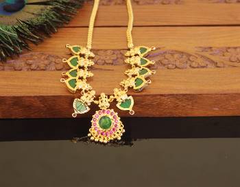 Kerala style gold plated palakka temple necklace 2