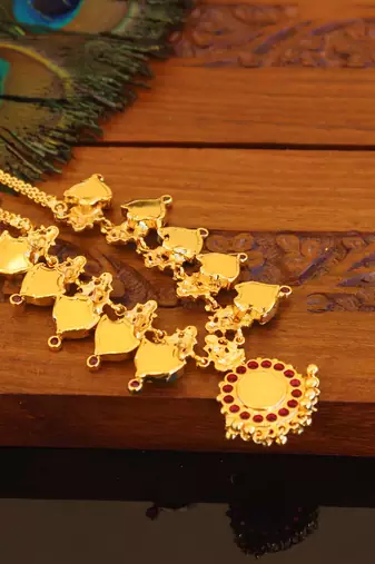 Kerala style gold plated palakka temple necklace
