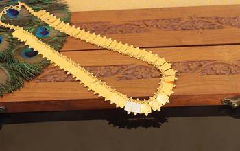 Kerala style gold plated temple coin long necklace 1