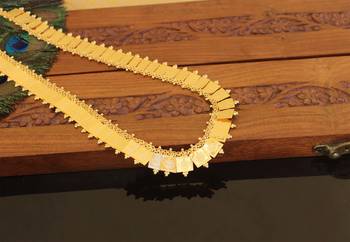 Kerala style gold plated temple coin long necklace 3