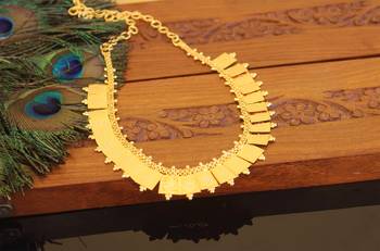 Kerala style gold plated temple coin short necklace 1