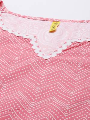 pink color printed polyester styles kurta palazzo with dupatta 2